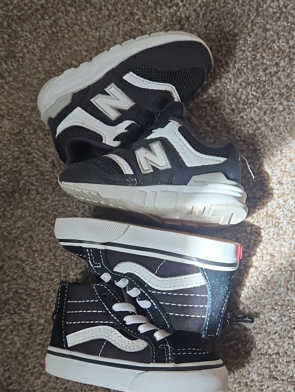 2 Pair New Balance Kids Black and White Athletic Sneakers